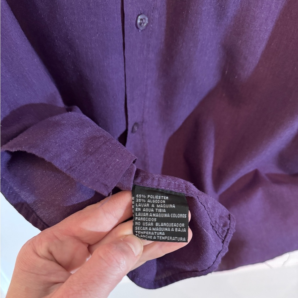 Purple Floral Embroidered Men's Shirt Hawaiian Island Connection XL button down - Picture 8 of 9